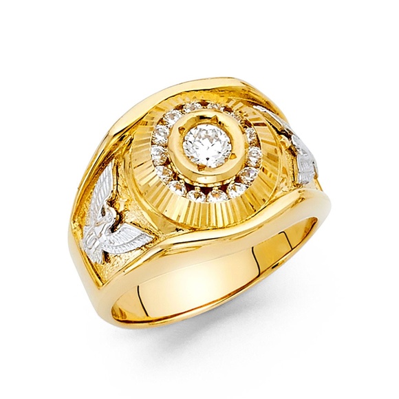 14K Yellow Gold CZ Men's Ring